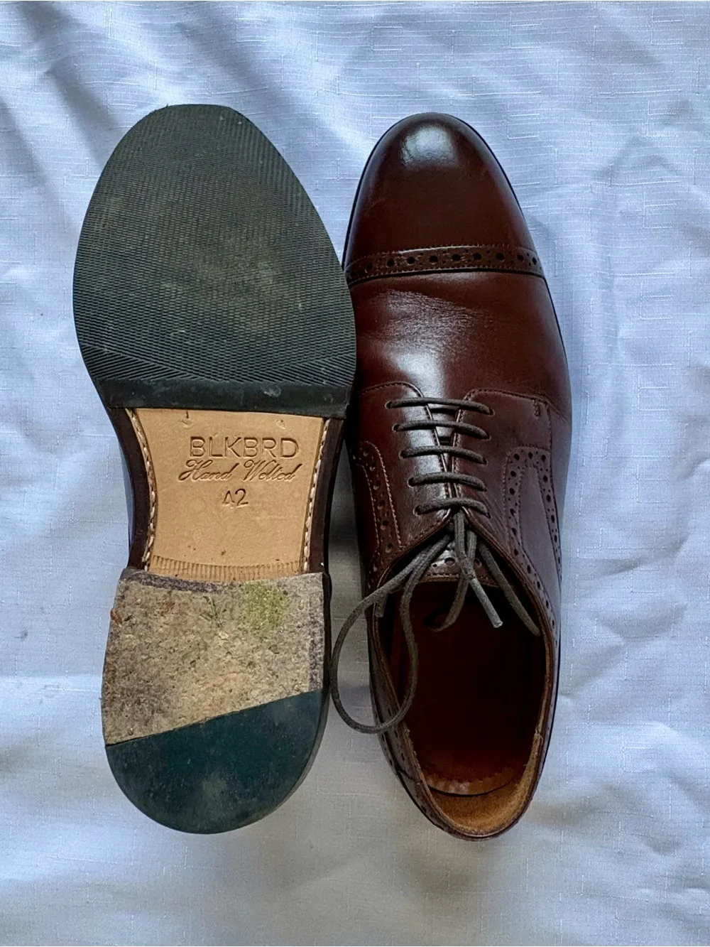 BLKBRD “Stefano” Cap-Toe Brogue Derby Shoes - Size Men’s US9 - Rubber Half Soles